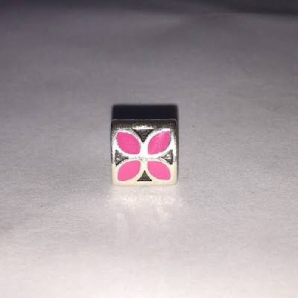 Pink and Silver Charm Bead